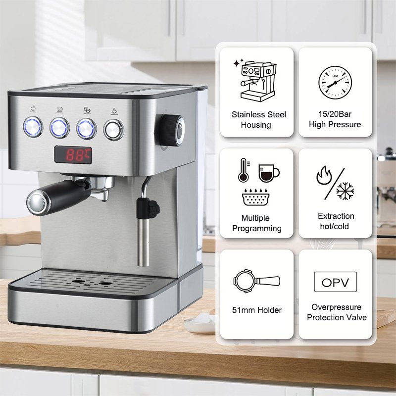 coffee machine manufacturerscafe maker machine 51mm portafilter LED Screen kitchen coffee maker