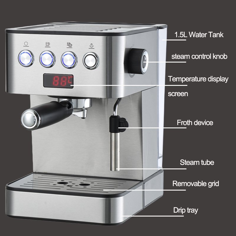 coffee machine manufacturerscafe maker machine 51mm portafilter LED Screen kitchen coffee maker