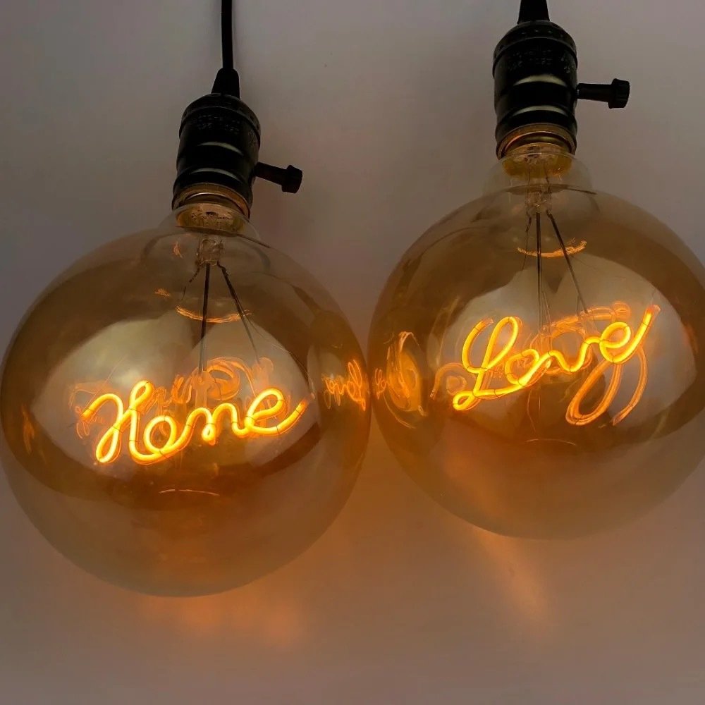 AC85-265V G125 Led Line bulb soft filament Edison Lamp with letter creative Globe large filament bulb