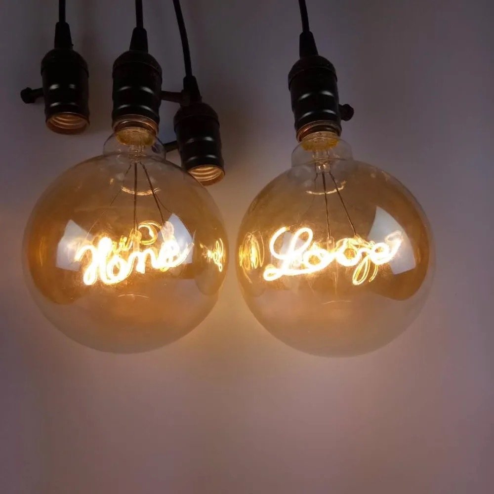 AC85-265V G125 Led Line bulb soft filament Edison Lamp with letter creative Globe large filament bulb