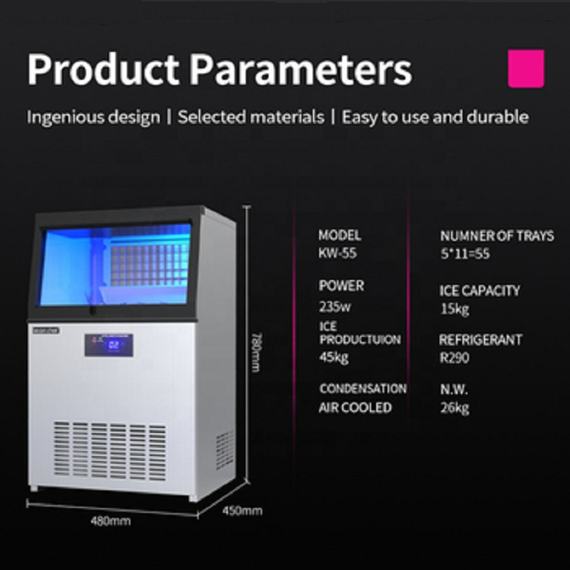 Commercial Restaurant Hotel Bar Milk Tea Shop Household Air Cooling 35kg Ice Cube Maker Machine