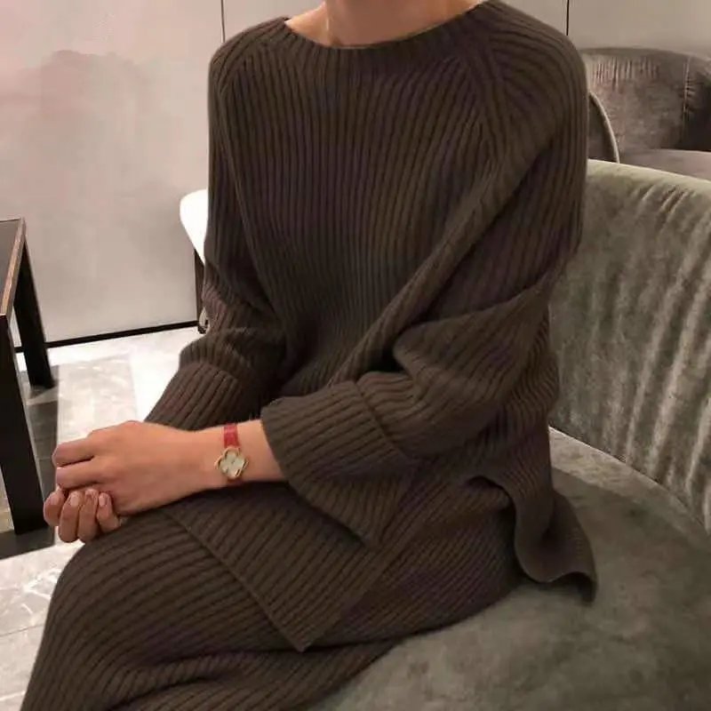Custom Designer Casual Winter Women's Knitted Two Piece Sweater Set Including Pants Suits Pajamas