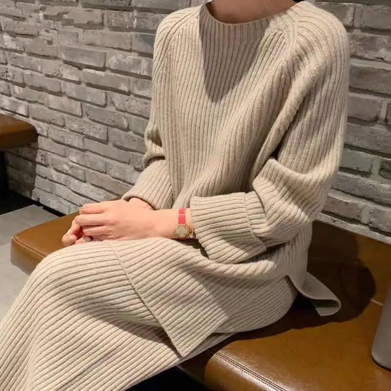 Custom Designer Casual Winter Women's Knitted Two Piece Sweater Set Including Pants Suits Pajamas
