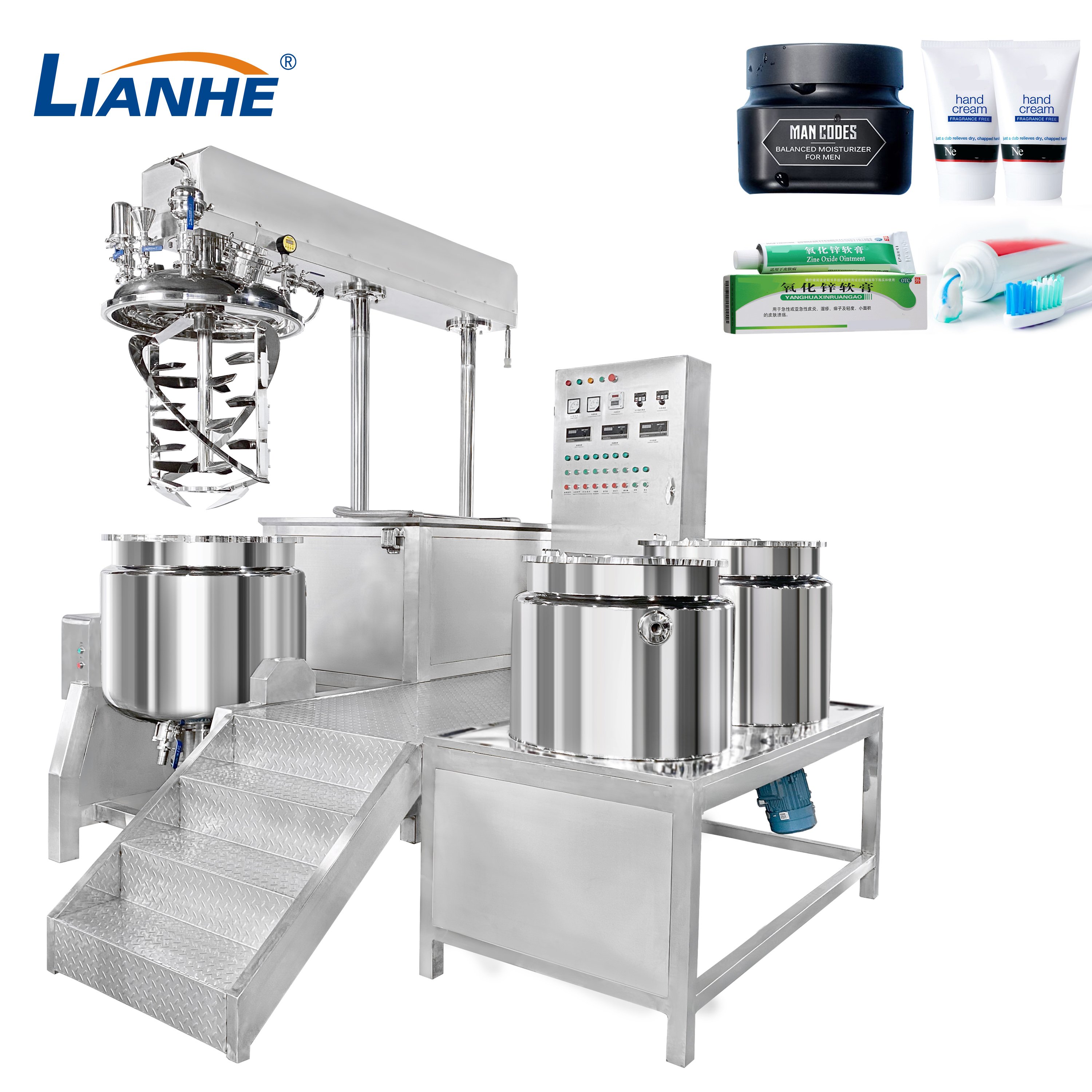 500L Vacuum Homogenizing Body Cream Cosmetic Face Cream Making Machine Hand Wash Liquid Soap Butter Emulsifying Machine