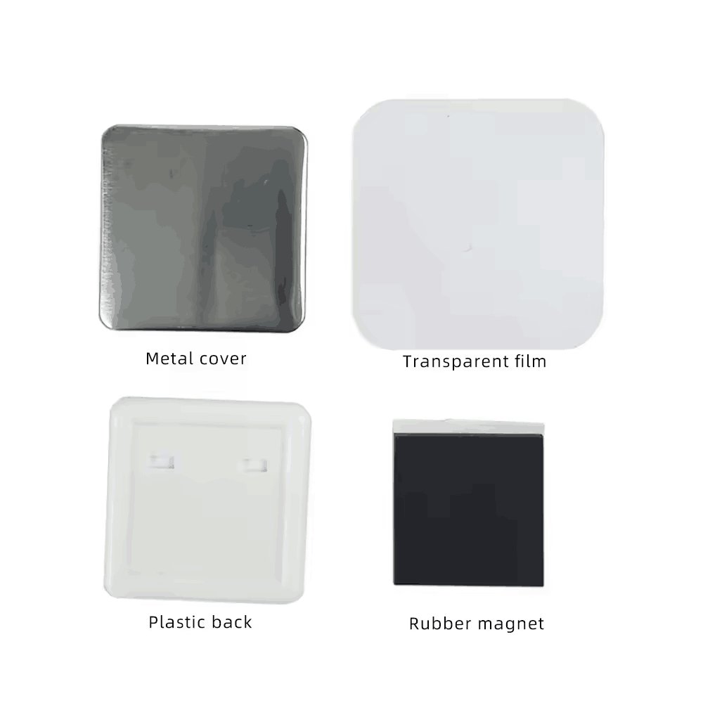 50MM Square Plastic Badge Making Machine Botton Maker With 100pcs Magnets