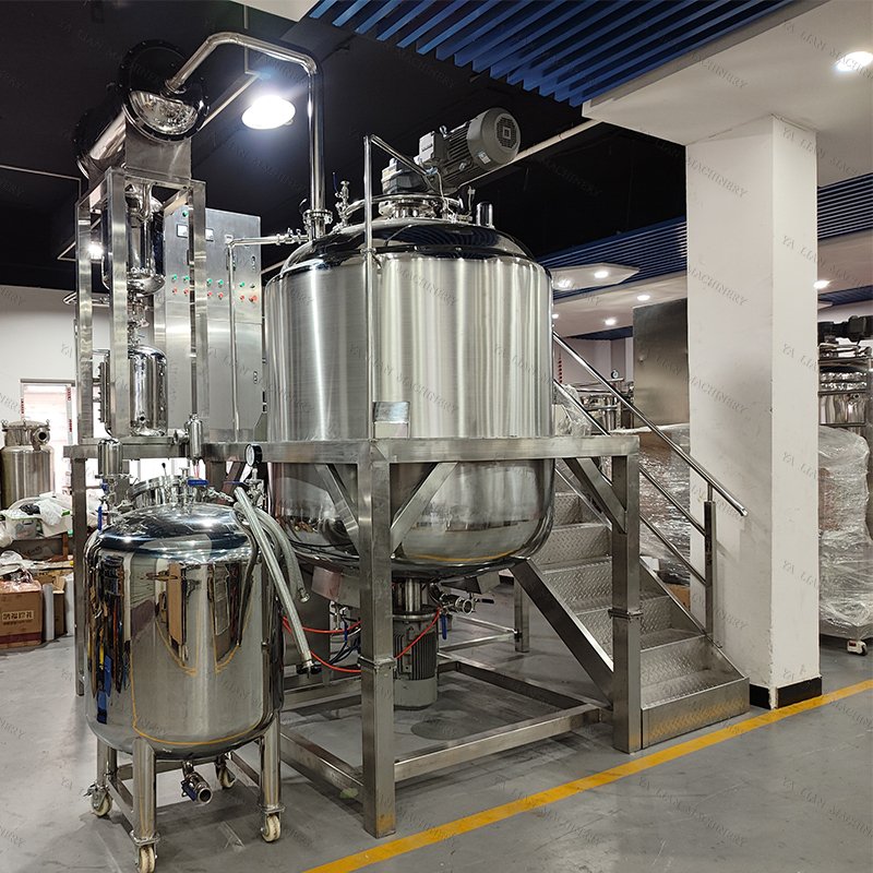 Tank With 100l Hair Gel Oil Making Cosmetics Cream Emulsifier Mixing Machine Vacuum Homogeneous Emulsifying Mixer