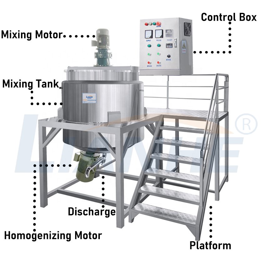 Lianhe 2000l/5000l Stainless Steel Liquid Mixing Tank With Agitator Electric Heating Vessel Stainless Steel Jacketed Mixing