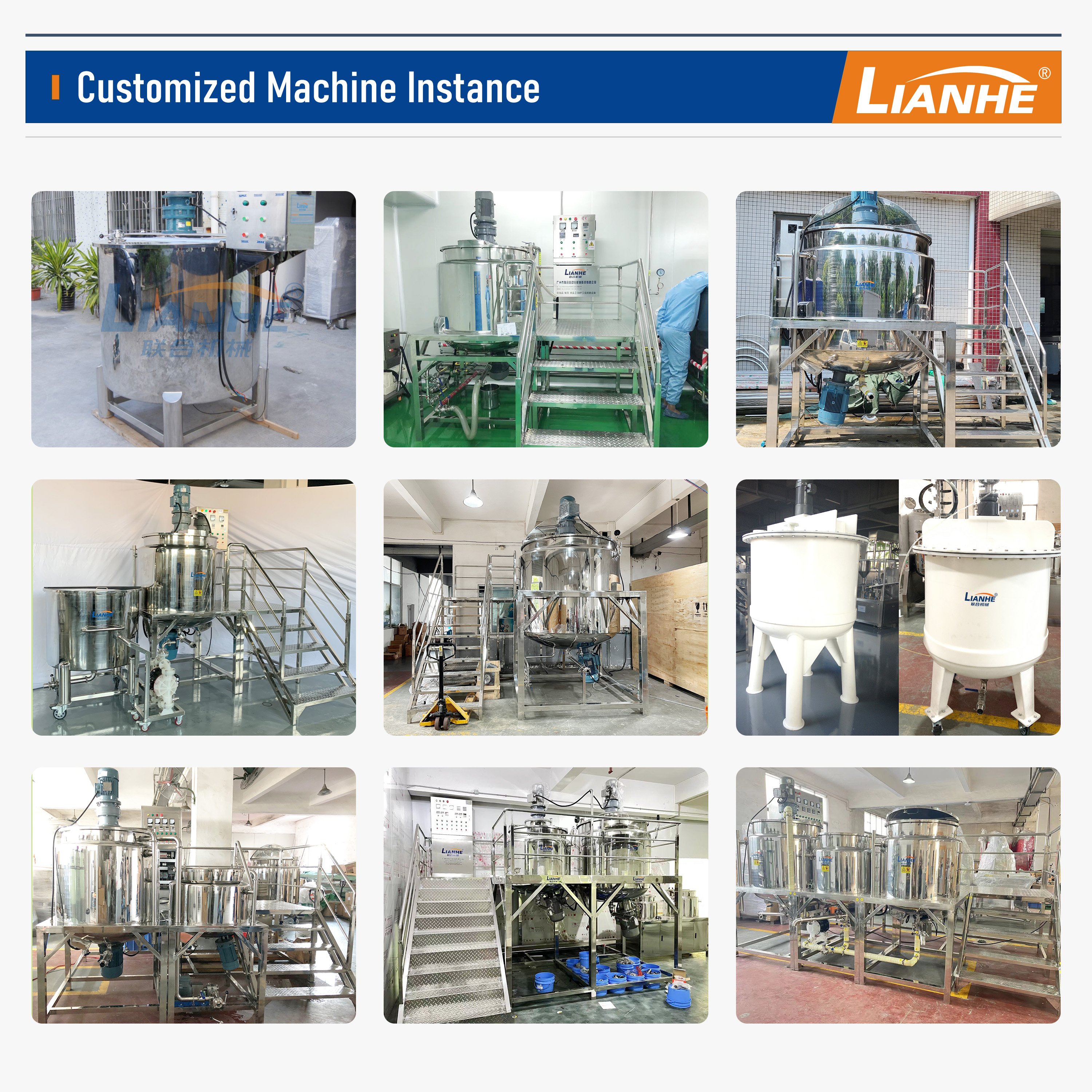 Lianhe 2000l/5000l Stainless Steel Liquid Mixing Tank With Agitator Electric Heating Vessel Stainless Steel Jacketed Mixing