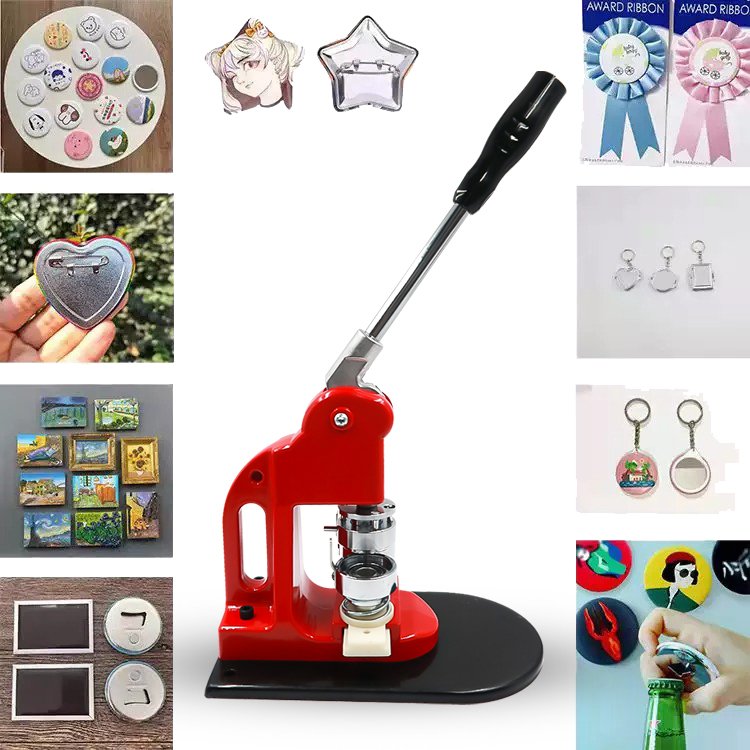 DIY Round Rectangle Square Heart Star Shape Key Ring/Bottle Opener/Fridge Magnet Pin Button Badge Making Machine