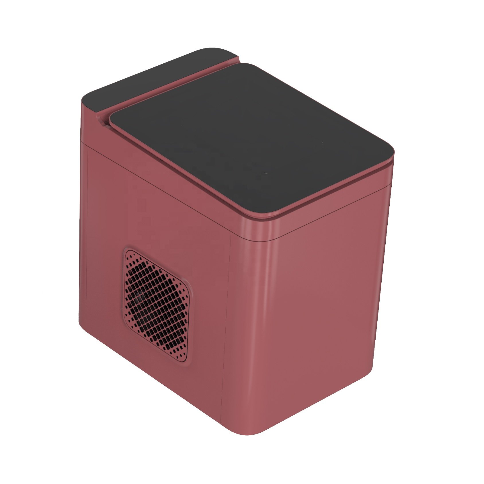 Small portable ice maker with novel large glass with bullet shaped 9 ice lattice is often used in home kitchens