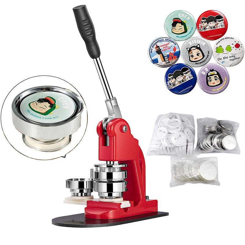 New 58mm Button Maker Pin Badge Maker Punch Press Machine with 100pcs Pin Badges Blank and Circle Cutter