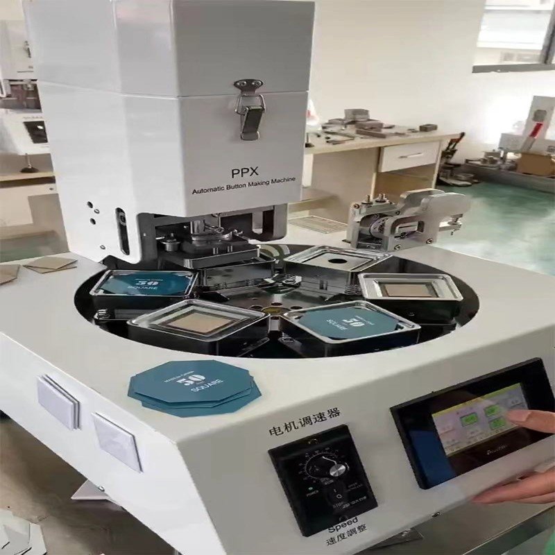 Factory Price High Efficiency Automatic Kit Badge Fridge Magnet Button Making Machine 50x50mm Button Maker