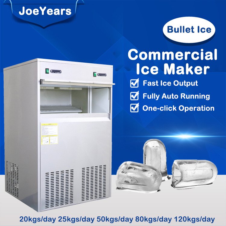 Large Capacity 120kgs Bullet Ice Maker 50kgs Storage Ice Making Machine Commercial 760W Bullet Shape Ice Machine