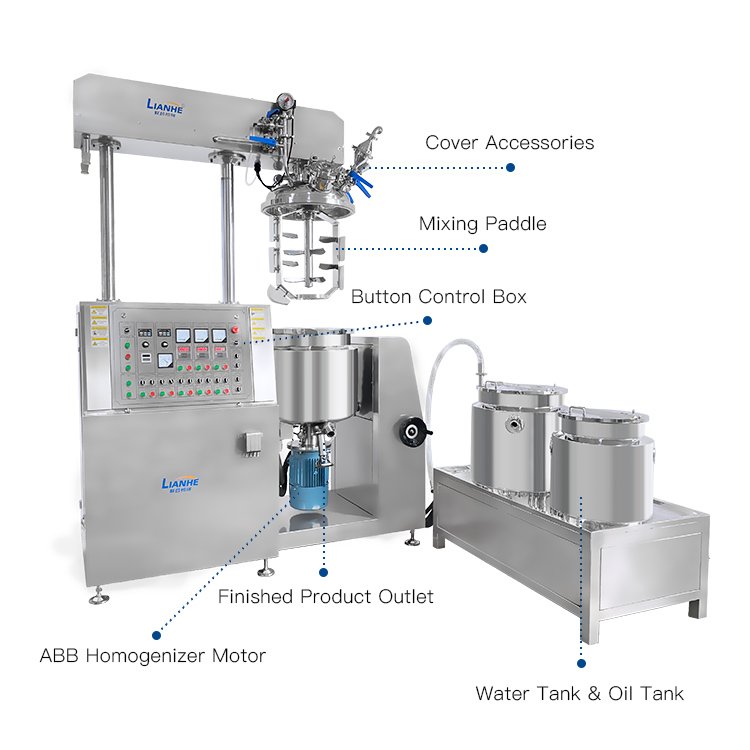 Lianhe Vessel Tank Lotion Emulsifying Machine Tank Emulsifier Homogenizer Mixer Vacuum Cosmetic High For Ointment