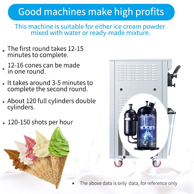 GQ-618DB commercial table top three flavors with air pump stainless steel soft ice cream machine