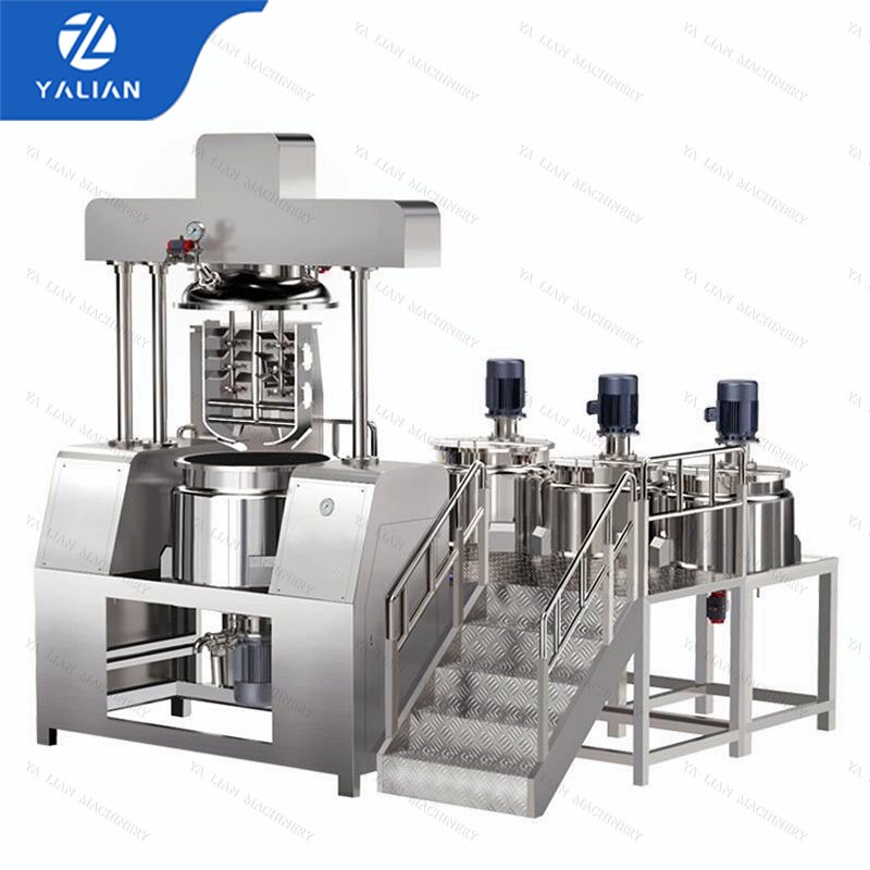 100l manufacturing automatic body lotion cream cosmetic liquid soap gel chemical vacuum emulsifier mixer tank machine