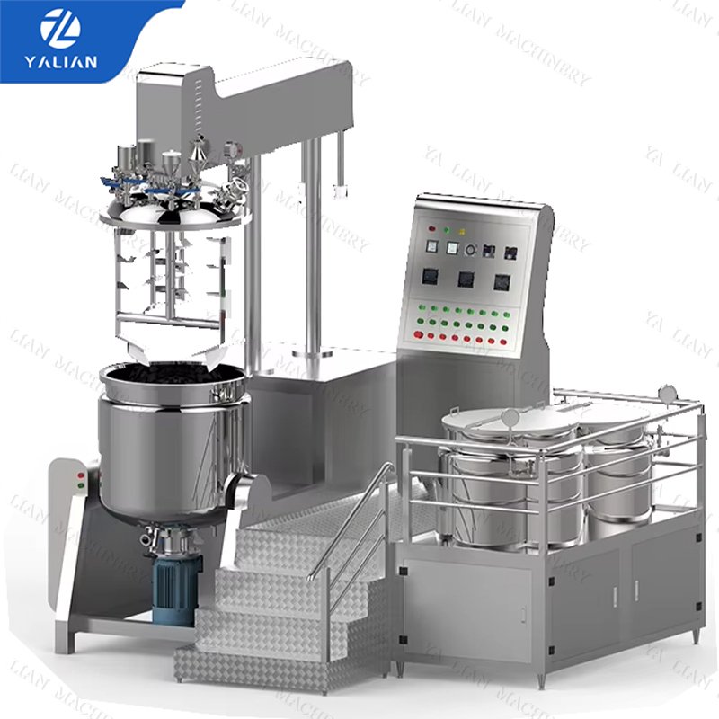 100l manufacturing automatic body lotion cream cosmetic liquid soap gel chemical vacuum emulsifier mixer tank machine