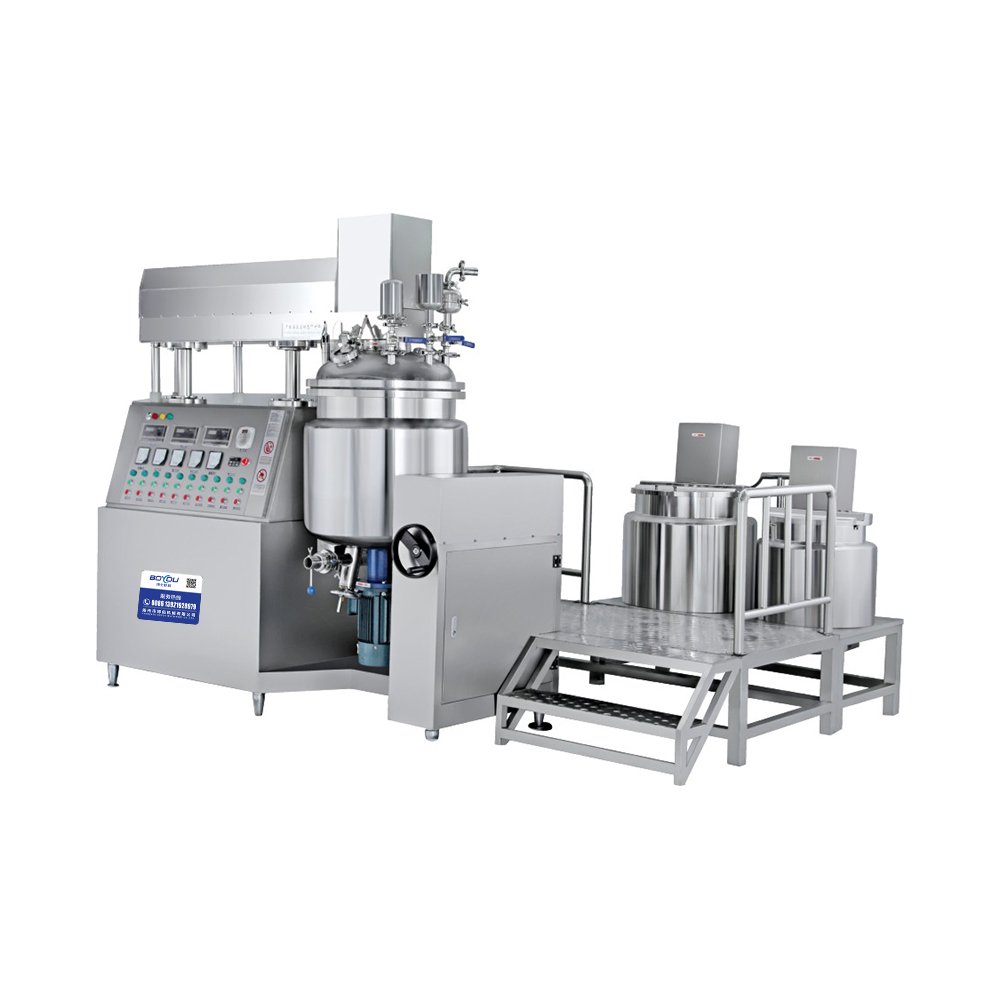Button Control 50l Skin Whitening Cream Homogenizer Mixing Equipment Body Cream Making Machine Cosmetic Vacuum Emulsifier Mixer