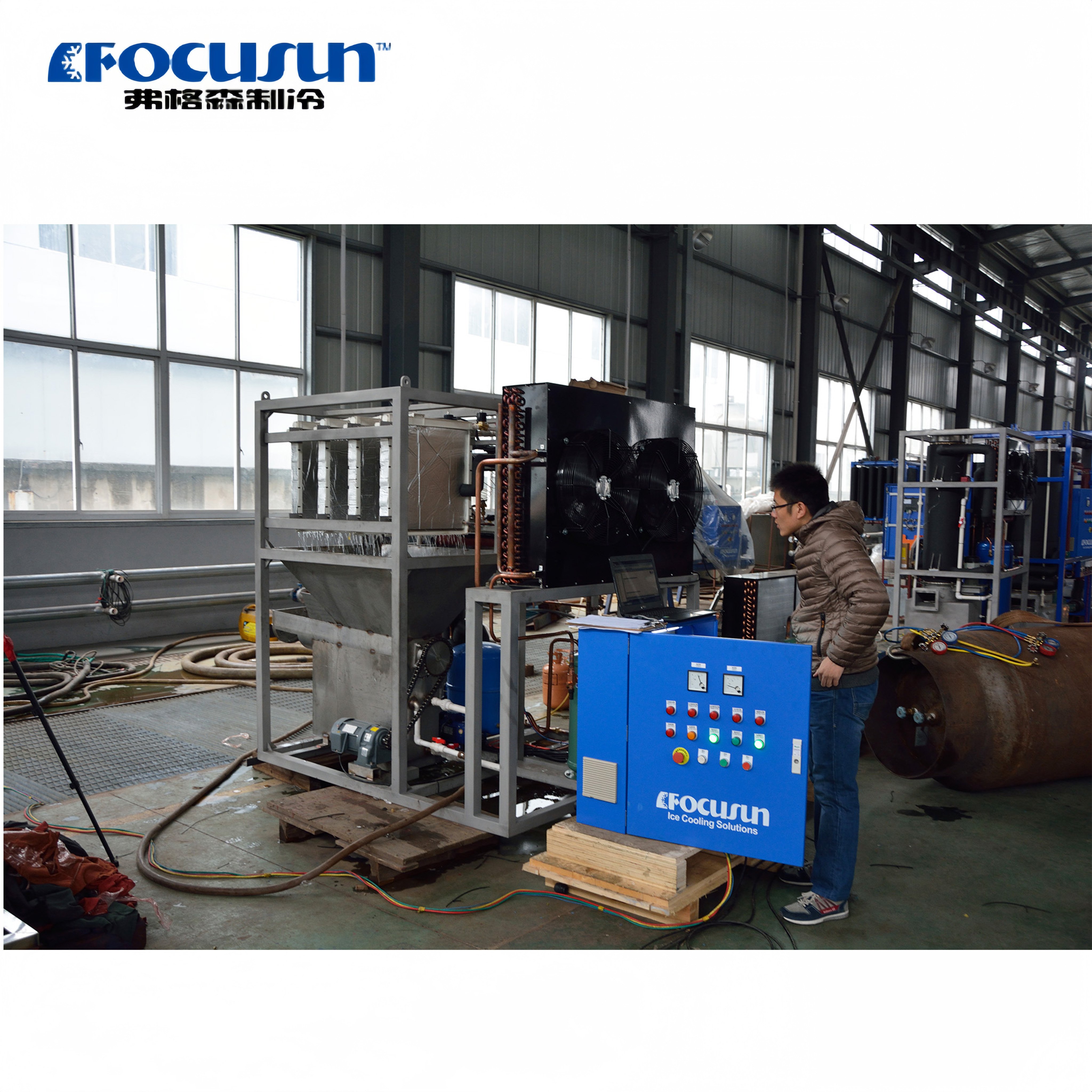 Focusun Long service time 1t ice cube machine industrial industrial ice making machines Industrial cube ice machines for sale