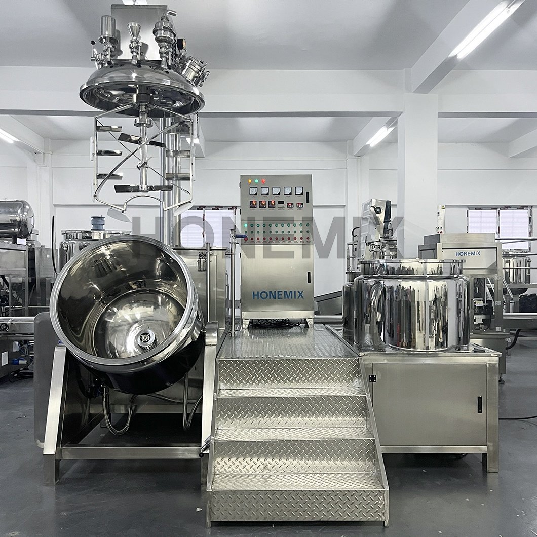 Guangzhou Hone Machinery Cosmetic Cream Toothpaste Vacuum Homogenizer Mixer Hair Cream Making Machine