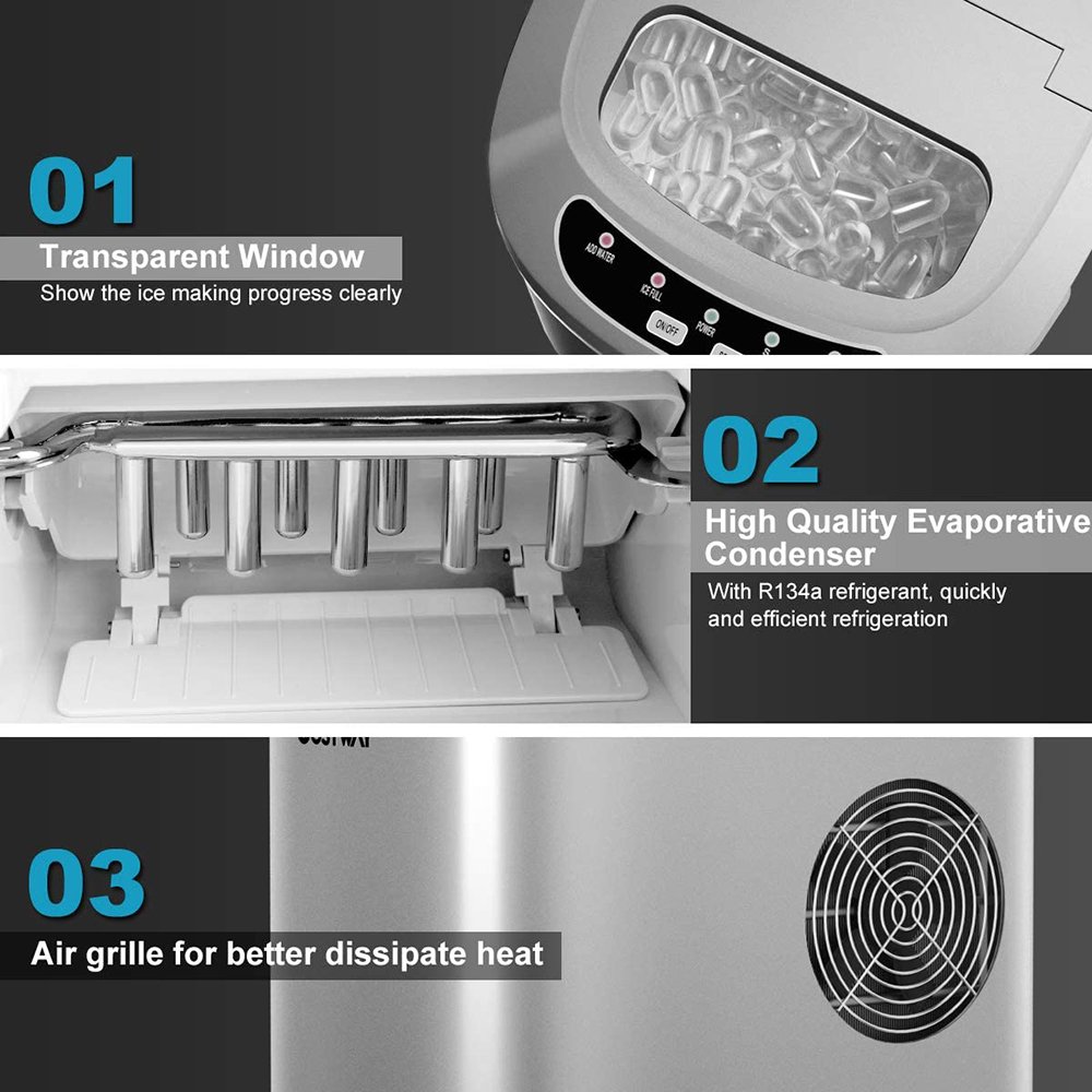 Portable Ice Maker Electric Home Small Round Commercial Domestic Milk Tea Shop Automatic Ice Cube Making Machine
