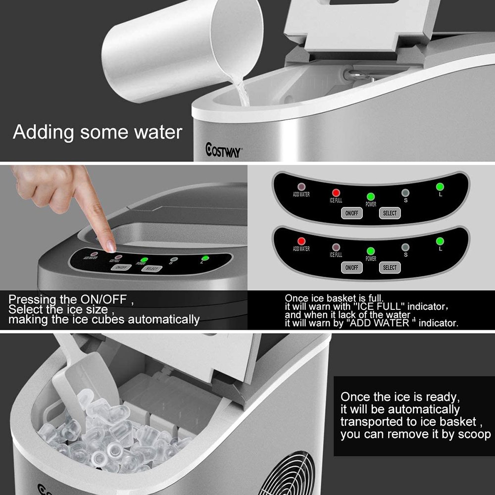 Portable Ice Maker Electric Home Small Round Commercial Domestic Milk Tea Shop Automatic Ice Cube Making Machine