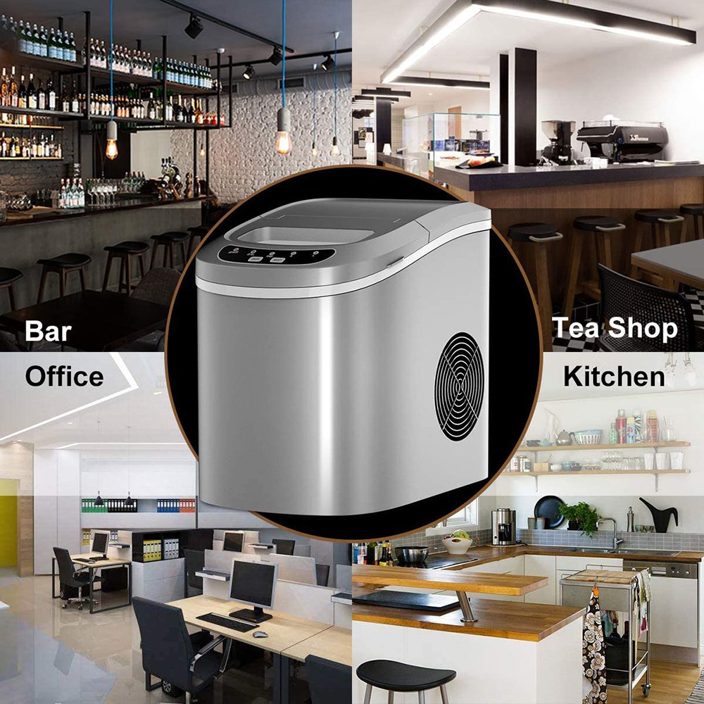 Portable Ice Maker Electric Home Small Round Commercial Domestic Milk Tea Shop Automatic Ice Cube Making Machine