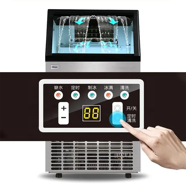 Ice Cube Block Making Machines 80kg Automatic Countertop Ice Maker Machine Commercial For Business Food Shop