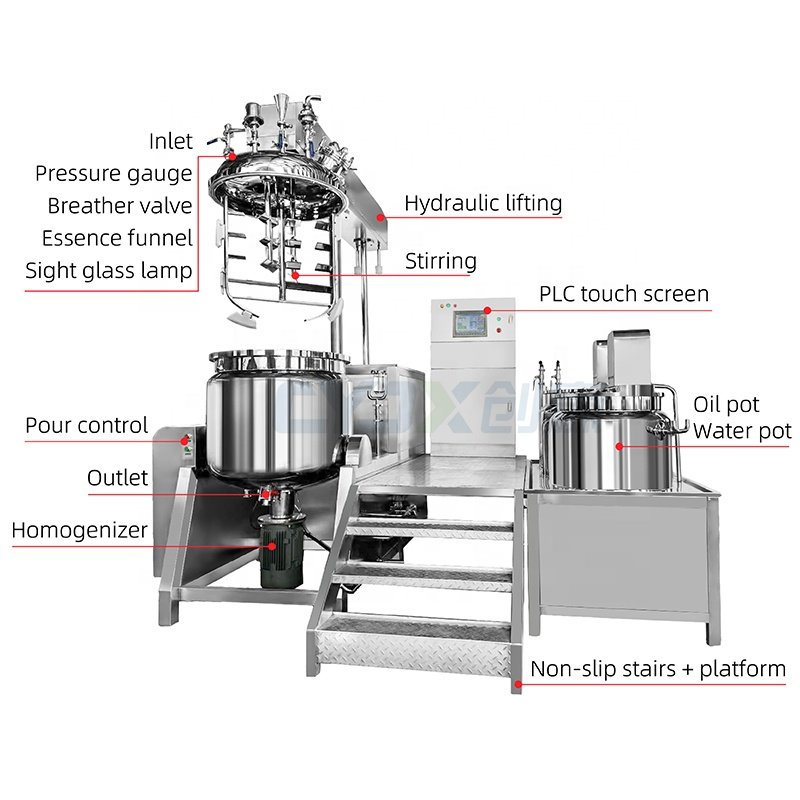 CYJX 50L-1000L Cosmetics Cream Making Machine Vacuum Lotion Mixer Homogenizer Blending Mixing Tank Vacuum Emulsifying Machine
