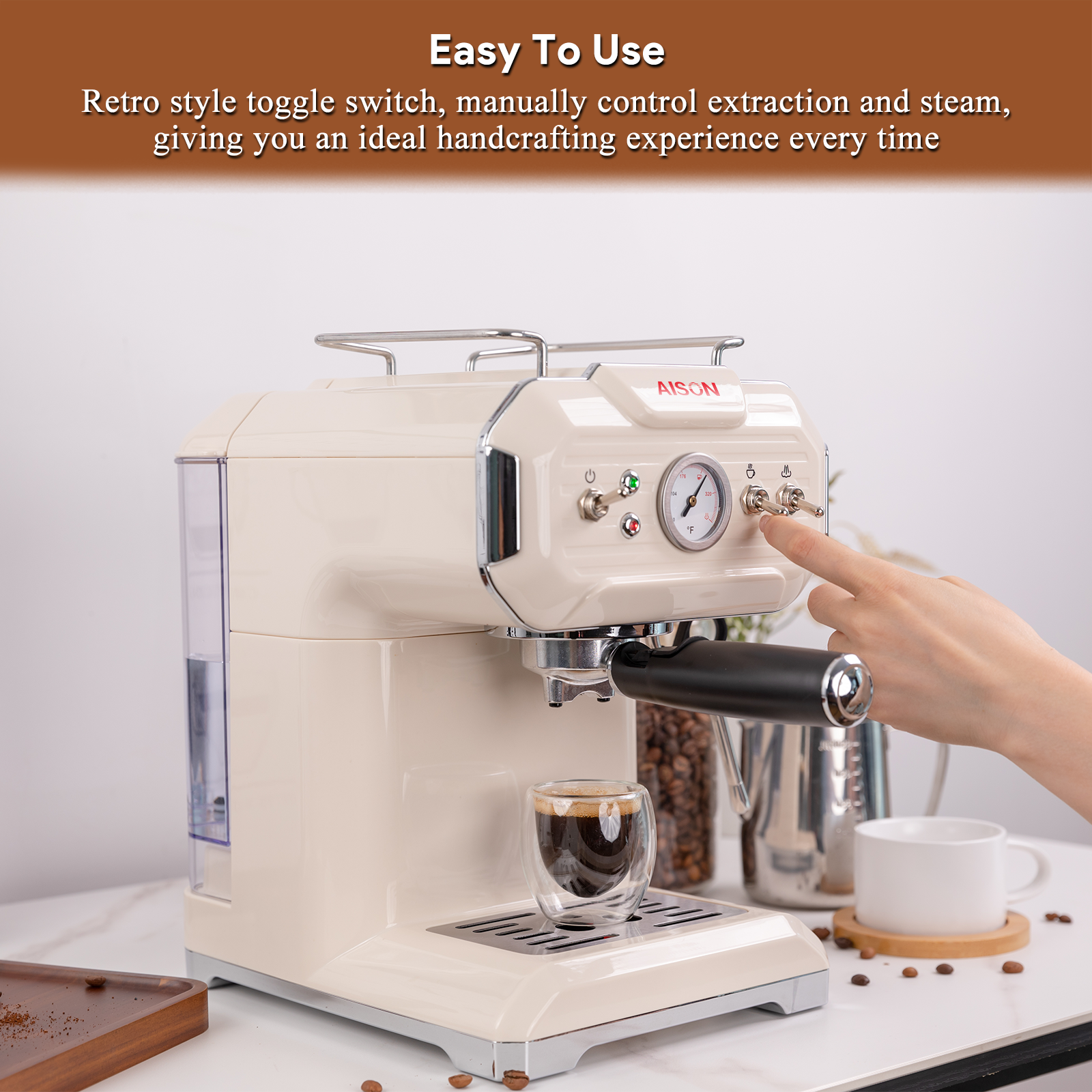 High Quality Household Electric Button Operation Semi Automatic Espresso Coffee Machine