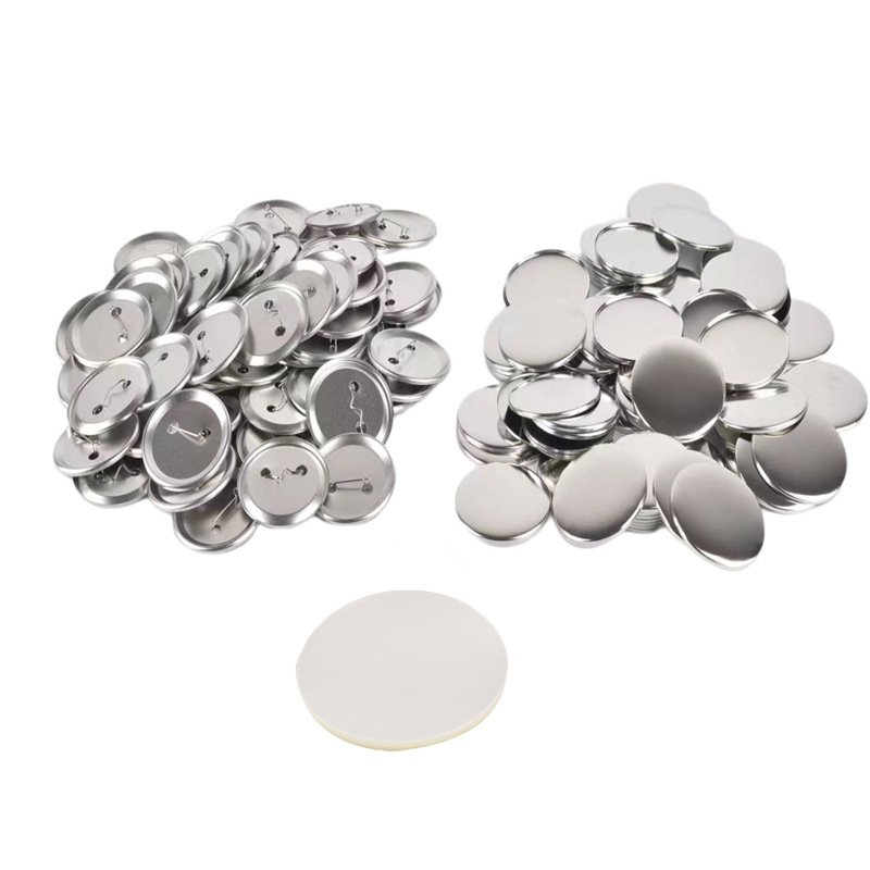 100 Sets Metal heart-shaped Blank Button Badge for Button Maker Machine Slick Metallic Back Badge Making Parts Round DIY Pin