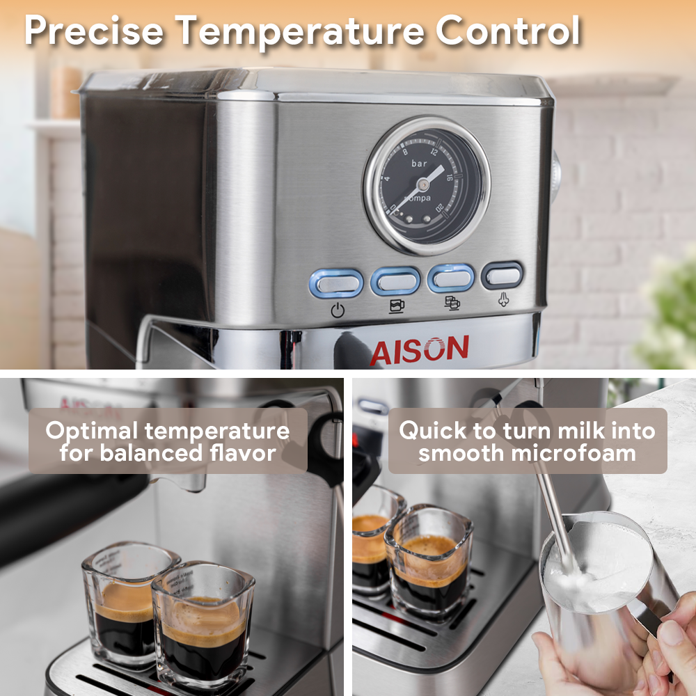 Home Portable Espresso Maker Machine Stainless steel Cafe Machine Cappuccino With Digital Button