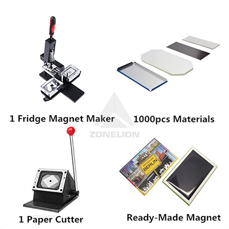 80*53mm Fridge Magnet Making Machine Rectangle Button Maker Kit with Cutter and 1000pcs Materials