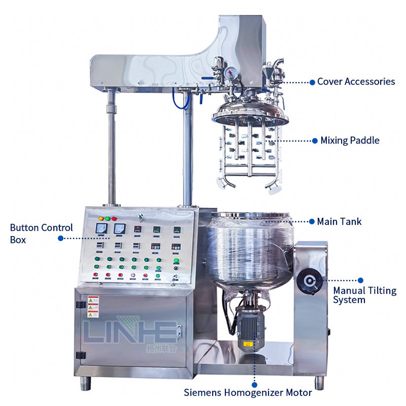 High Shear 100l Vacuum Emulsifying Cosmetic Liquid Mixing Making Machine High Speed Beauty Cosmetic Conditioner Mixing Machine