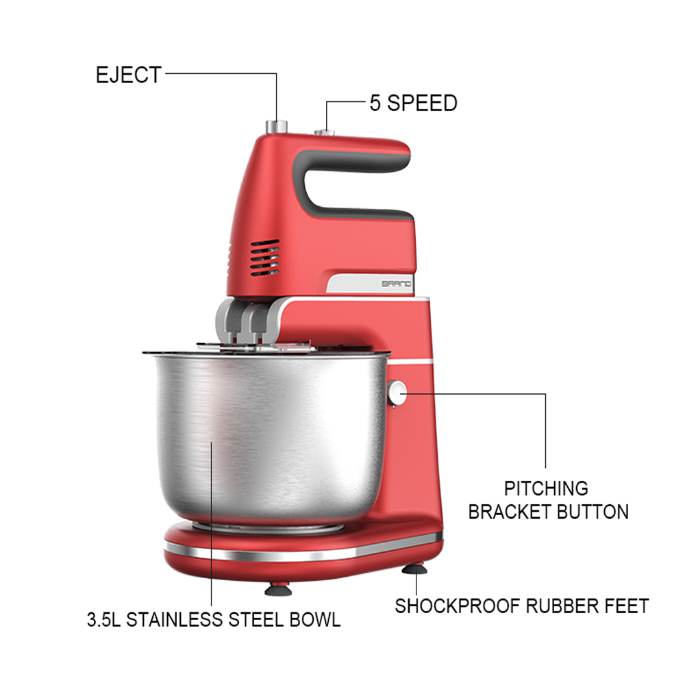 Stainless Steel 3.5L Bowl Planetary Cake Dough Egg Mixer Machine Kitchen Appliances Home Hand Stand Electric Mixer