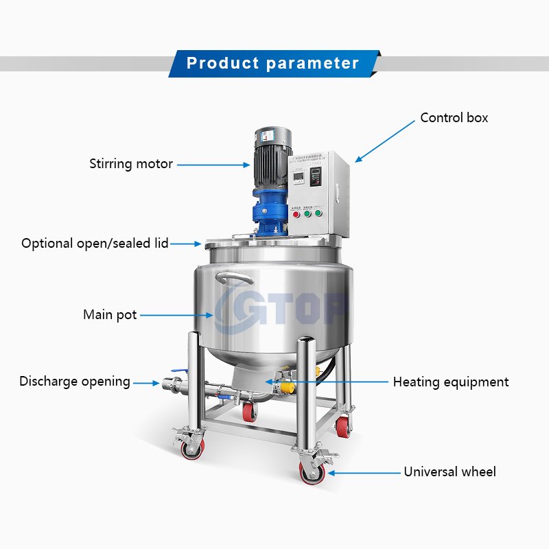 Gtop 500 Liter Dishwashing Liquid Detergent Making Machine Homogenizer Mixer Mixing Tank Stirrers Blending Equipment With Jacket
