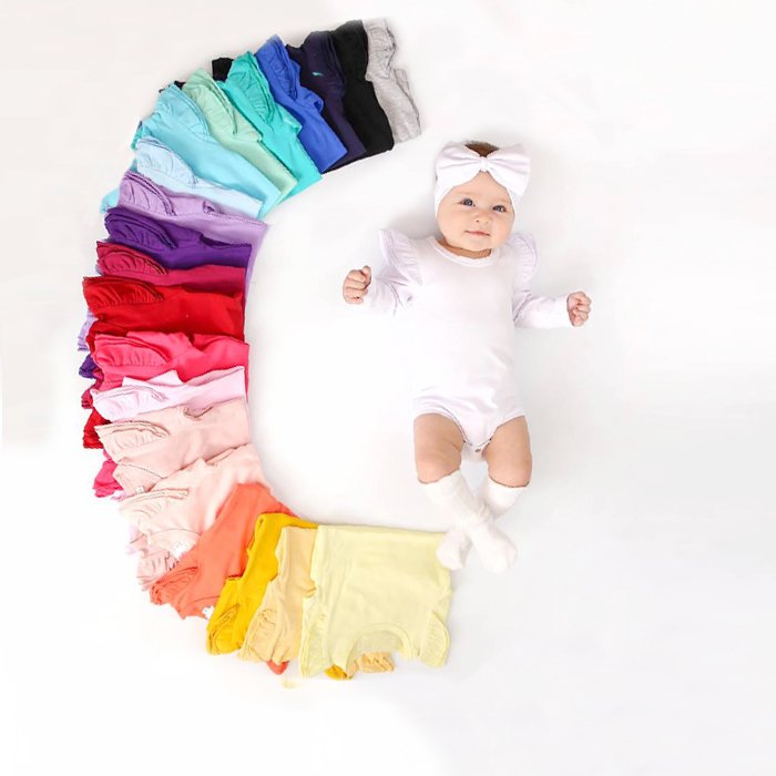 New style Three Layers Ruffle Flutter Onesie Newbron Girls Soft Cotton Rompers