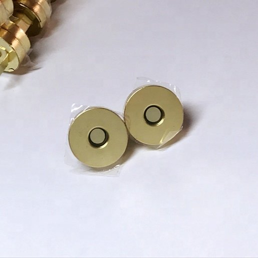 18mm Iron golden Magnetic button for handbag Plain Barrel Plating Metal snaps for purse and clothes