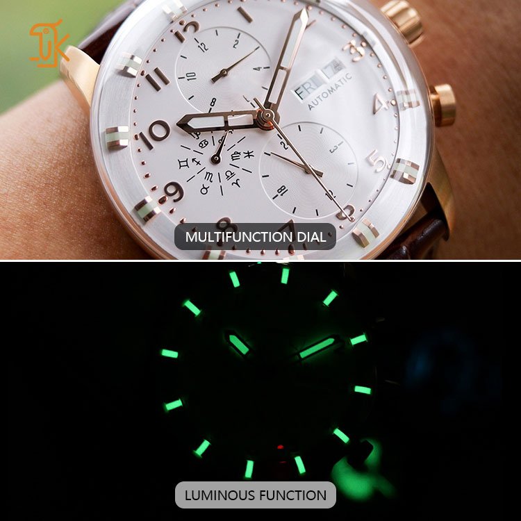 Mens Fashion Mechanical Watches Business Automatic Wristwatch Stainless Steel Luminous Designer Clock Reojes De Hombre