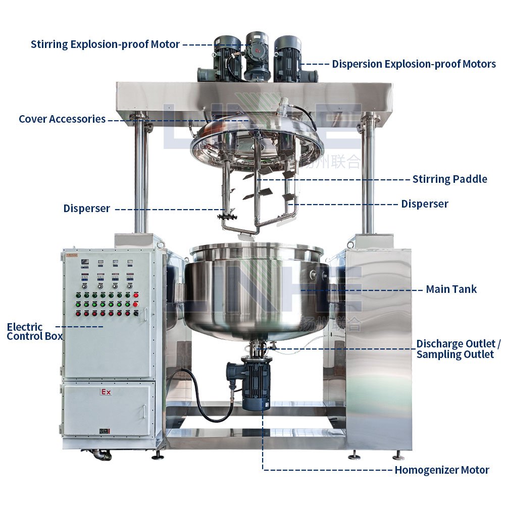 Hair Products Mixing Machine Face Cream Body Lotion Making Machine Vacuum Emulsifying Mixer Machine