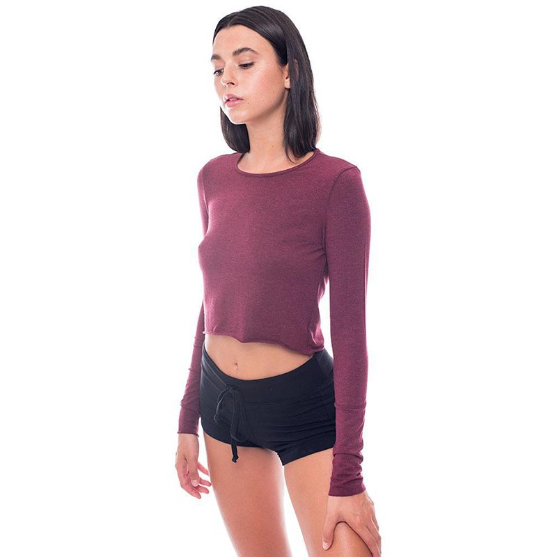 Women Natural bamboo long sleeve crop top customization Women's Ultra Soft Bamboo Viscose Workout T-Shirt Long Sleeve Tops