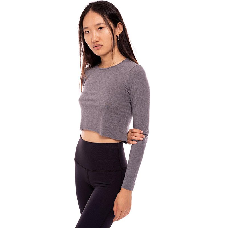 Women Natural bamboo long sleeve crop top customization Women's Ultra Soft Bamboo Viscose Workout T-Shirt Long Sleeve Tops