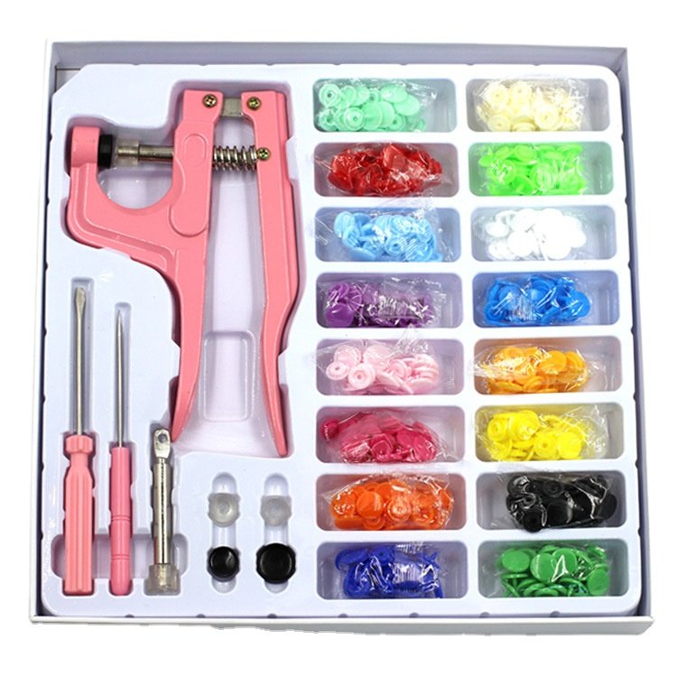 DIY 16-Color Button Press Machine Four-Button Installation Tool Box with Hidden Button Hand Pliers Set for Apparel