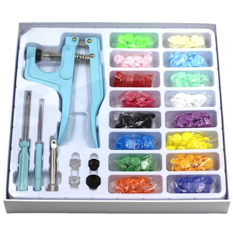 DIY 16-Color Button Press Machine Four-Button Installation Tool Box with Hidden Button Hand Pliers Set for Apparel