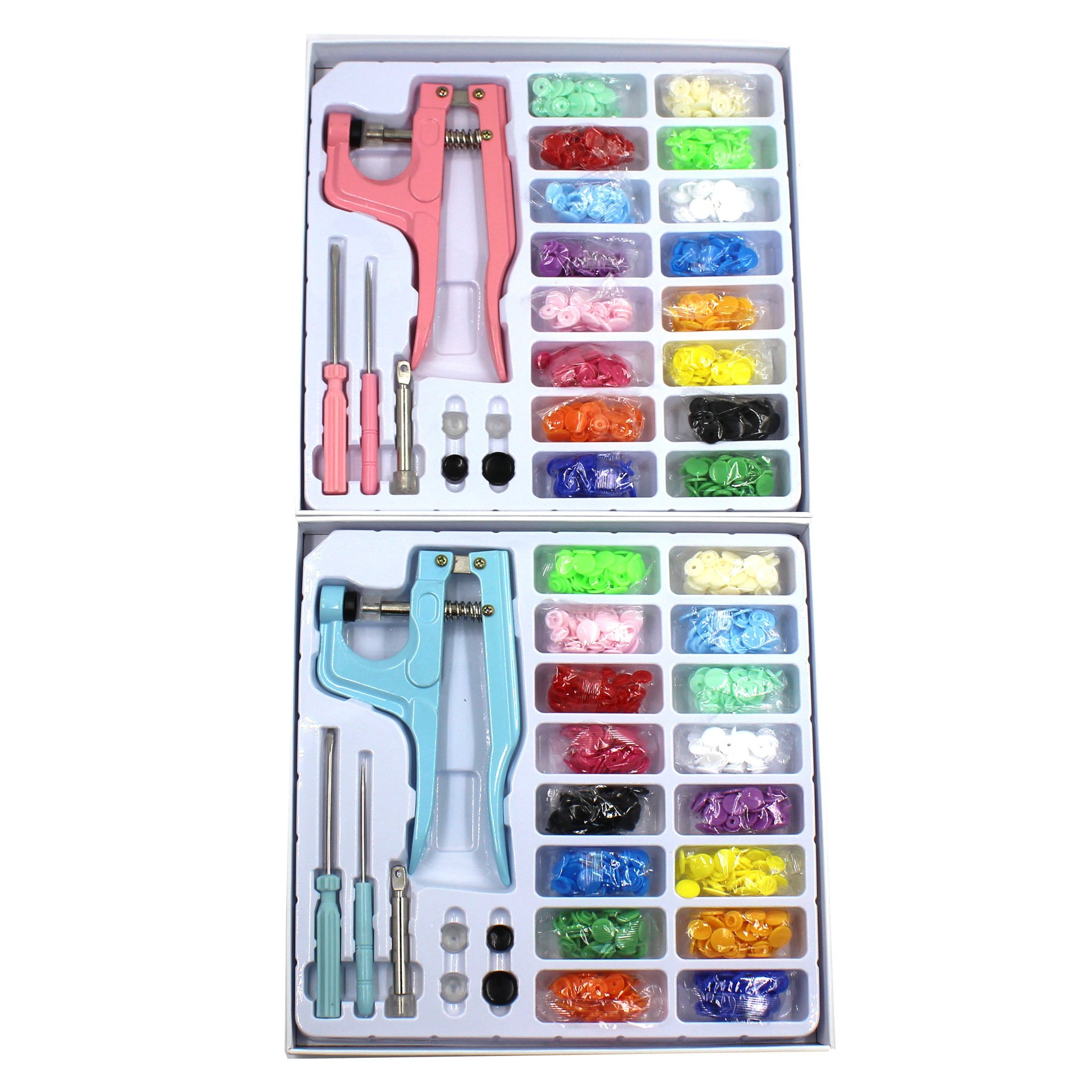 DIY 16-Color Button Press Machine Four-Button Installation Tool Box with Hidden Button Hand Pliers Set for Apparel