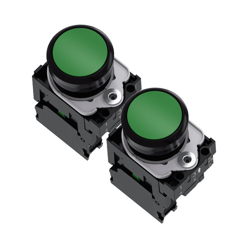 New Original Illuminated Pushbutton, 3SU11360AB401BA0, 22 MM, Round, Plastic Metal, Green, Pushbutton, Flat 230 V AC