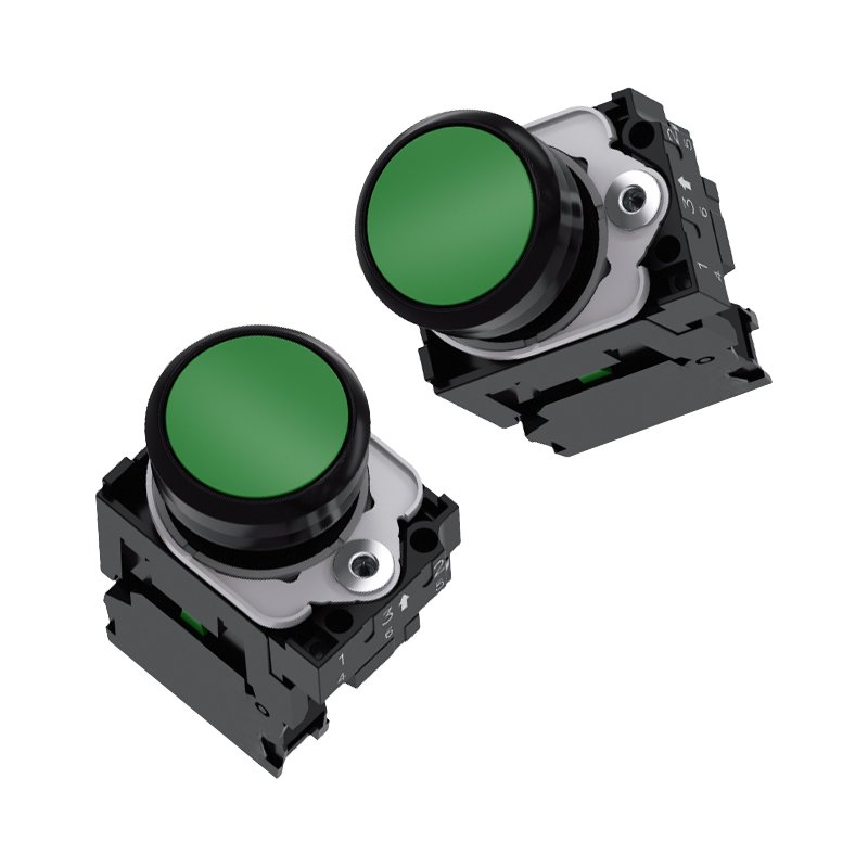 New Original Illuminated Pushbutton, 3SU11360AB401BA0, 22 MM, Round, Plastic Metal, Green, Pushbutton, Flat 230 V AC
