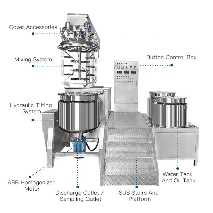 Beauty Cream Vacuum Emulsifying Making Machine Hair Conditioner Mayonnaise Vacuum Homogenizer Emulsifying Mixer