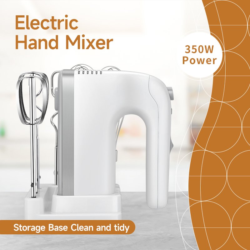 5-Speed Electric Hand Mixer 350 Watt Portable Mixer with Storage Stand Electric Cake Mixer Copper Motor ABS Plastic Housing