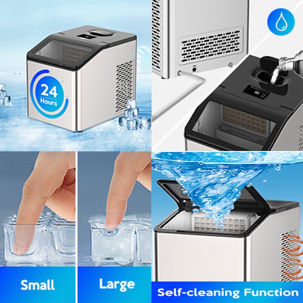 36 Pcs Ice Cube Maker 30KG Tabletop Cube Ice Making Machine Stainless Steel Commercial Use for Home Office Party Electric OEM
